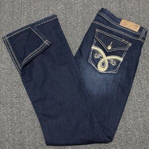 Seven7 Women's Bootcut Embroidered Stretch Denim Jeans Dark Wash Sz 16 (37x32)